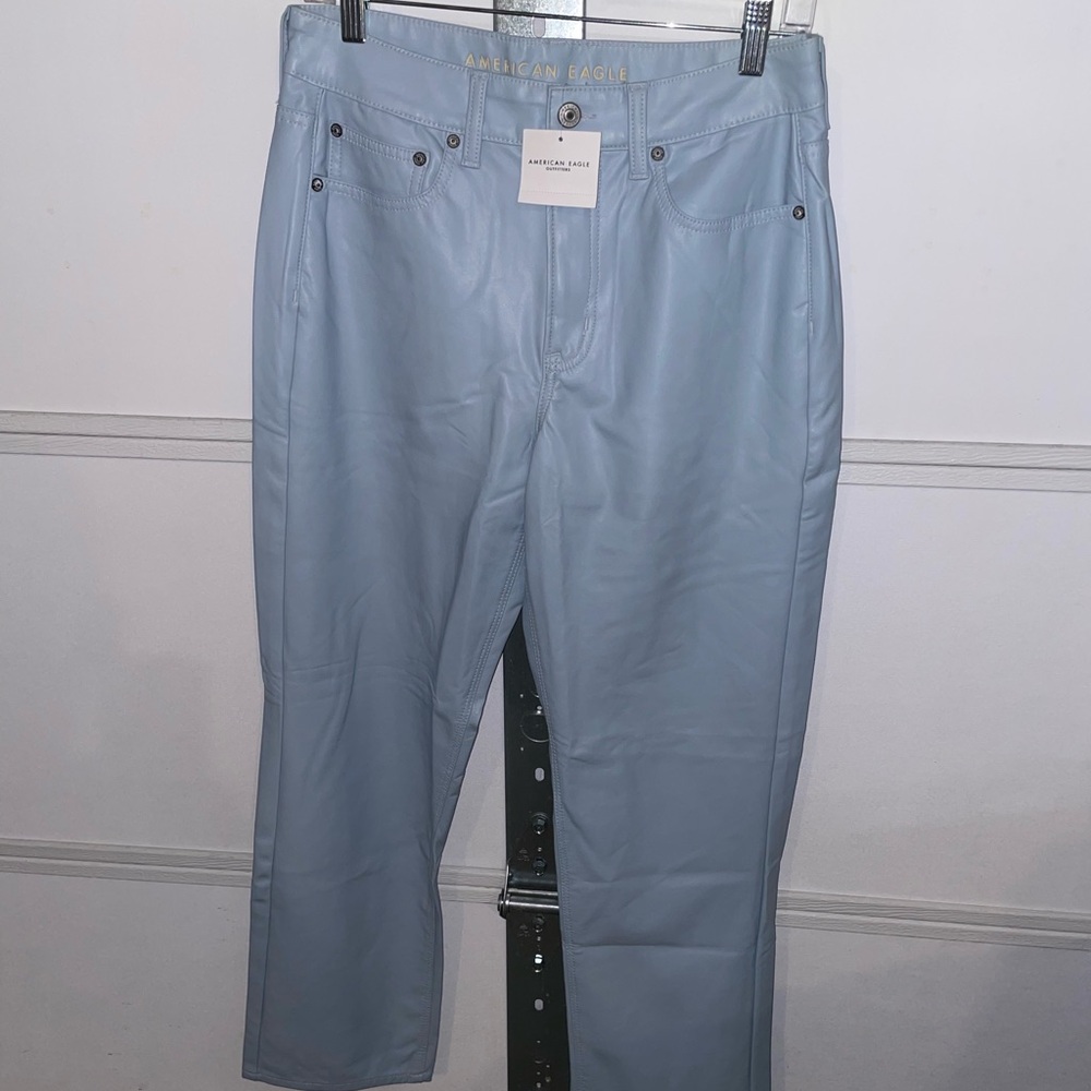 American Eagle Light Blue Faux Leather Pants